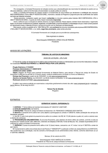 PREGÃO ELETRÔNICO Nº 014/2021 - AVISO DE LICITAÇÃO - DJE