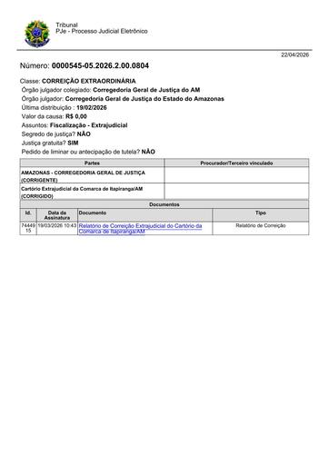 Relatório de Correição Extraordinária do Cartório da Comarca de Itapiranga - Assinado em 19.03.2026