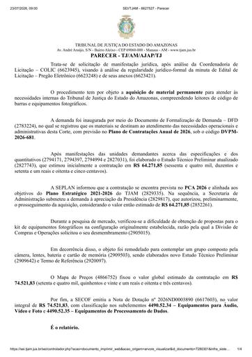 PREGÃO ELETRÔNICO Nº 054/2026 - PARECER E DECISÃO