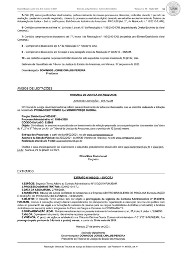 PREGÃO ELETRÔNICO Nº 005/2021 - AVISO DE LICITAÇÃO - DJE
