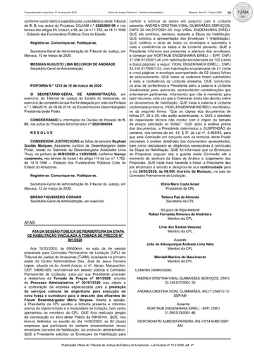 TOMADA DE PREÇOS Nº 001/2020 - ATA DA SESSÃO 16/03/2020 - DJE