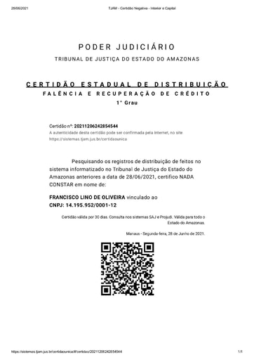 PREGÃO ELETRÔNICO Nº 026/2021 - HABILITAÇÃO - EXTRAÍDOS DO SICAF E SITES - GRUPO 13 - FRANCISCO LINO
