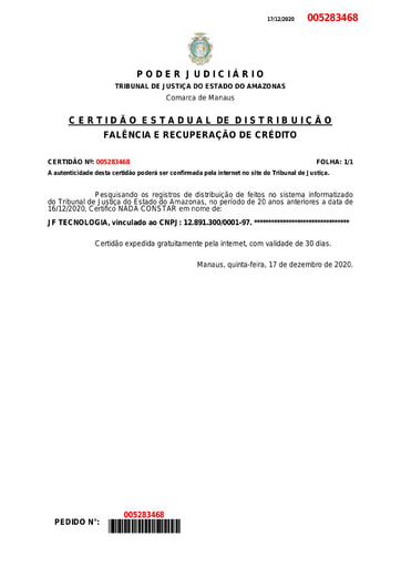 PREGÃO ELETRÔNICO Nº 031/2020 - VALIDAÇÕES - JF TECNOLOGIA