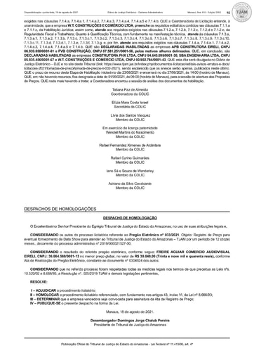 PREGÃO ELETRÔNICO Nº 033/2021 - DESPACHO DE HOMOLOGAÇÃO (DJE)