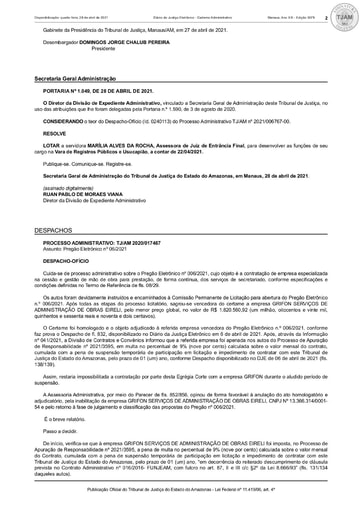 PREGÃO ELETRÔNICO Nº 006/2021 - DESPACHO - OFÍCIO - ANULAÇÃO DA HOMOLOGAÇÃO (DJE)