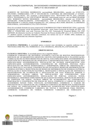 PREGÃO ELETRÔNICO Nº 027/2026 - VALIDAÇÕES - GRUPOS 1,2 E 4 - A RODRIGUES COM E SERVICOS LTDA