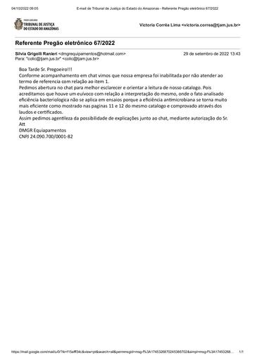PREGÃO ELETRÔNICO Nº 067/2022 - PEDIDO DE REVISÃO DE ANÁLISE - DMGR