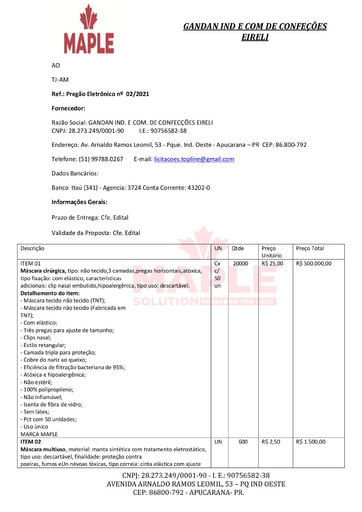 PREGÃO ELETRÔNICO Nº 002/2021 - PROPOSTA - ITEM 7 - GANDAN INDUSTRIA
