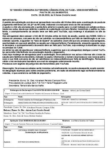 Pauta Sessão de 23.06.2026 - 9 Horas (Horário Local)