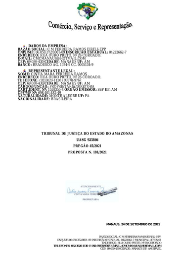 PREGÃO ELETRÔNICO Nº 45/2021 - PROPOSTA RETIFICADA - ITENS 3 E 8 - CM FERREIRA