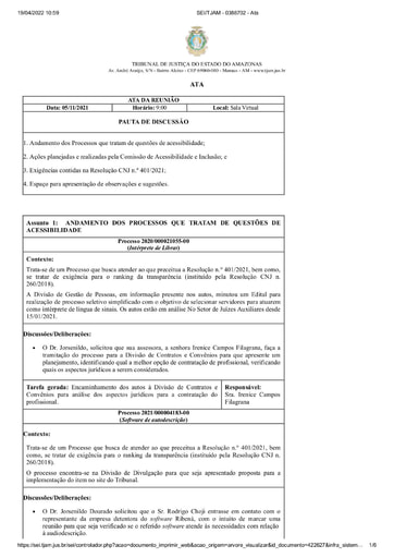 Ata de reunião 05 de novembro de 2021
