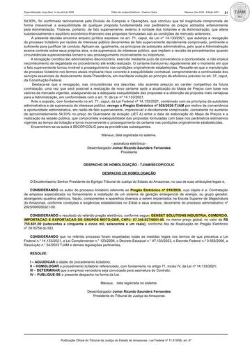 PREGÃO ELETRÔNICO Nº 019/2026 - DESPACHO DE HOMOLOGAÇÃO (DJE)