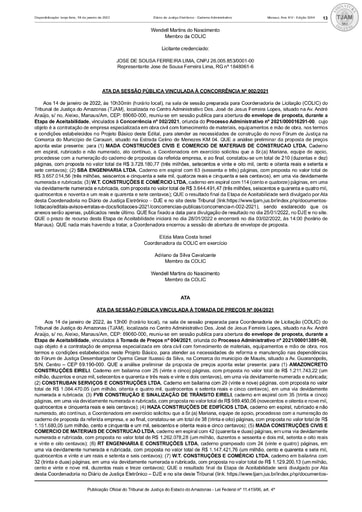 CONCORRÊNCIA Nº 002/2021 - ATA DA SESSÃO - ABERTURA DO ENVELOPE DE PROPOSTA (DJE)