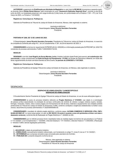 PREGÃO ELETRÔNICO Nº 010/2025 - DESPACHO DE HOMOLOGAÇÃO (DJE)