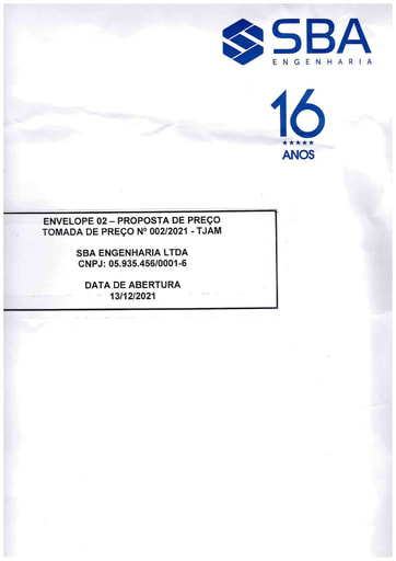 CONCORRÊNCIA Nº 002/2021 - PROPOSTA - SBA