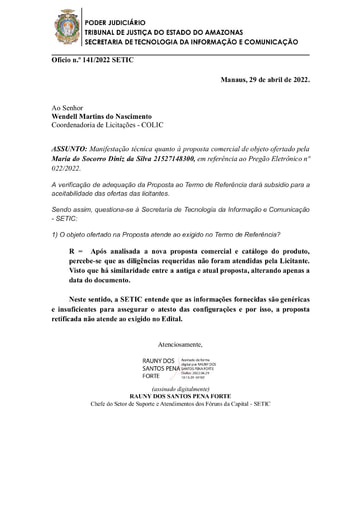 PREGÃO ELETRÔNICO Nº 022/2022 - DILIGÊNCIA COLIC À SETIC - PROPOSTA RETIFICADA - MARIA DO SOCORRO