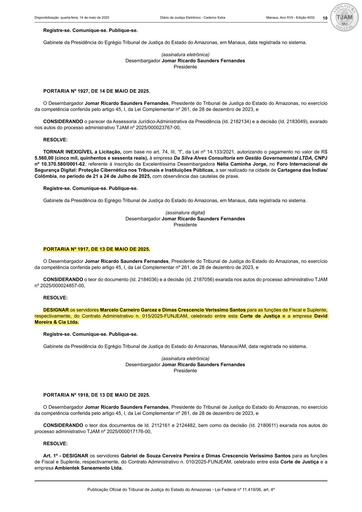 Portaria Nº 1917.2025 (Publicação) - Designação de Fiscal e Suplente - CT Nº 015.2025 - FUNJEAM X DAVID MOREIRA & CIA LTDA.pdf