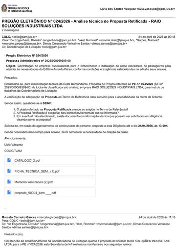 PREGÃO ELETRÔNICO Nº 024/2026 - DILIGÊNCIA COLIC À SEINF - PROPOSTA RETIFICADA - RAIO SOLUÇÕES