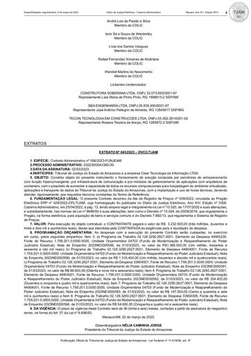 EXTRATO DO CONTRATO ADMINISTRATIVO Nº 006/2023 - FUNJEAM x CLEAR TECNOLOGIA DA INFORMAÇÃO LTDA