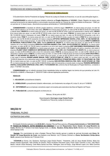 PREGÃO ELETRÔNICO Nº 23/2021 - DESPACHO DE HOMOLOGAÇÃO
