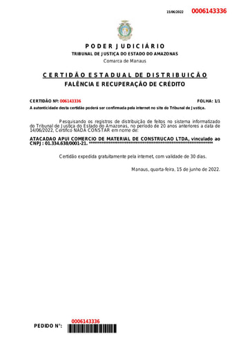PREGÃO ELETRÔNICO Nº 044/2022 - HABILITAÇÃO - DOCUMENTOS SITES E SICAF - ATACADÃO APUÍ