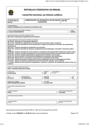 PREGÃO ELETRÔNICO Nº 026/2021 - DOCUMENTAÇÃO - BAIXADOS SICAF E SITE - G13 - HENRY