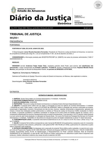 EXTRATO Nº 088.2025 (PUBLICAÇÃO) - 4º TERMO ADITIVO - CT Nº 018.2024 - FUNJEAM x ARAÚNA SERVIÇOS ESPECIALIZADOS LTDA.pdf