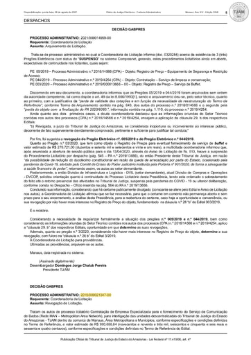PREGÃO ELETRÔNICO Nº 015/2020 - DECISÃO - REVOGAÇÃO (DJE)