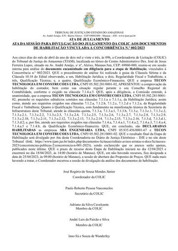 CONCORRÊNCIA Nº 002/2023 - ATA DE JULGAMENTO