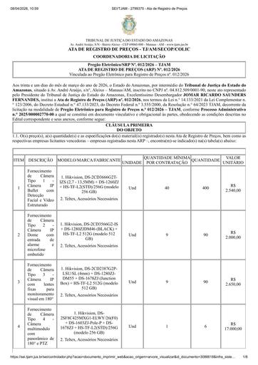 ARP 12/2026 PE 12/2026 - SOLUÇÃO DE VIDEOMONITORAMENTO IP