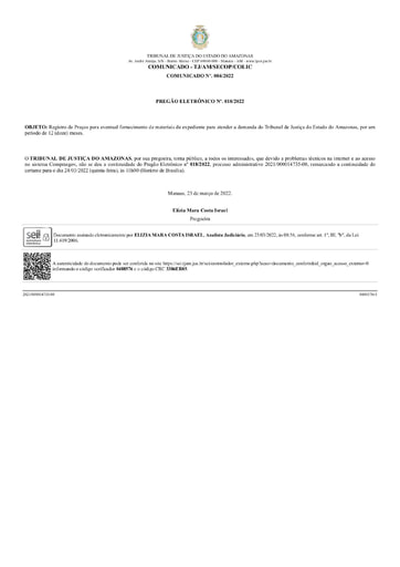 PREGÃO ELETRÔNICO Nº 018/2022 - COMUNICADO Nº 004/2022 - REDESIGNAÇÃO DE SESSÃO