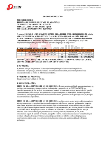 PREGÃO ELETRÔNICO Nº 006/2021 – PROPOSTA RETIFICADA - ÉRICA