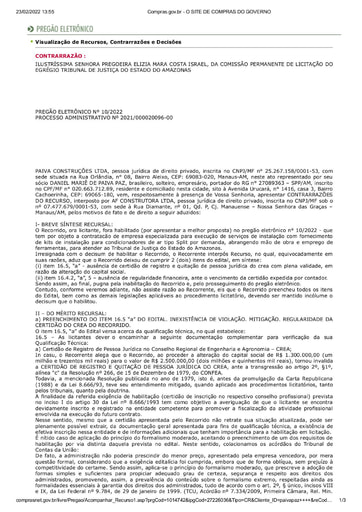 PREGÃO ELETRÔNICO Nº 010/2022 - CONTRARRAZÕES - PAIVA CONSTRUÇÕES LTDA