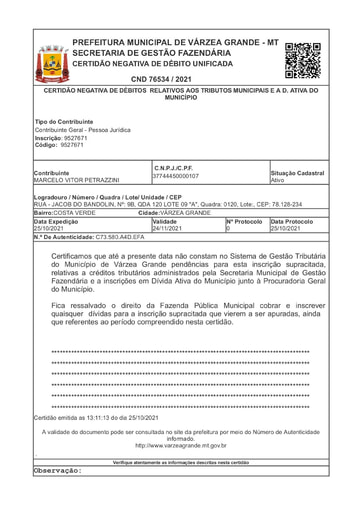 PREGÃO ELETRÔNICO Nº 51/2021 - HABILITAÇÃO - DOCS SITE E SICAF - MARCELO VITOR - ITEM 3