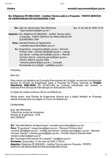 PREGÃO ELETRÔNICO Nº 008/2020 – DILIGÊNCIA CPL À DIVISÃO DE ENGENHARIA - PROPOSTA - PORTO SERVIÇO