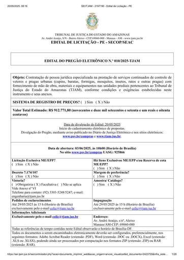 PREGÃO ELETRÔNICO Nº 010/2025 - EDITAL DE LICITAÇÃO