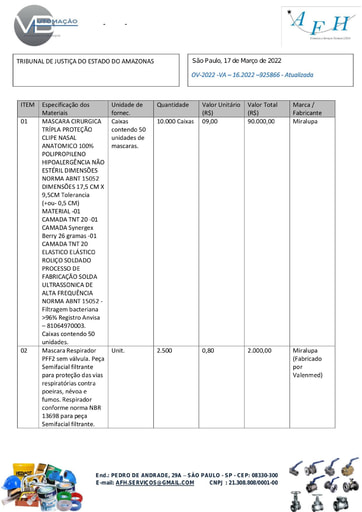 PREGÃO ELETRÔNICO Nº 016/2022 - PROPOSTA - G1 - AFH