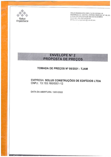 TOMADA DE PREÇOS 005/2021 - PROPOSTA - SOLUX