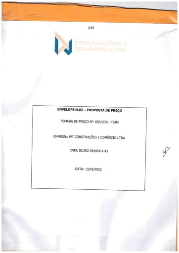 TOMADA DE PREÇOS 005/2021 - PROPOSTA - WT