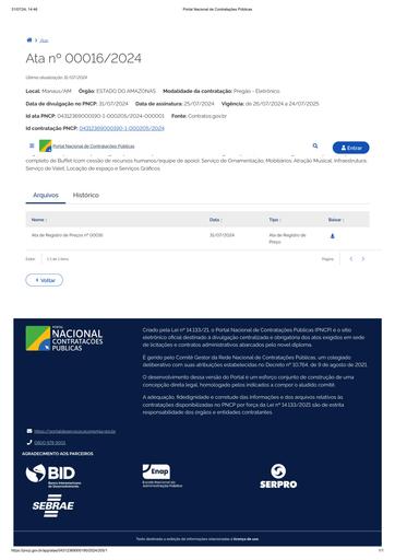 PUBLICAÇÃO DA ATA DE REGISTRO DE PREÇOS NO PNCP