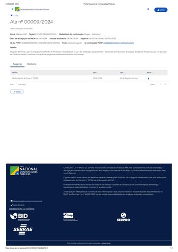 PUBLICAÇÃO DA ATA DE REGISTRO DE PREÇOS NO PNCP