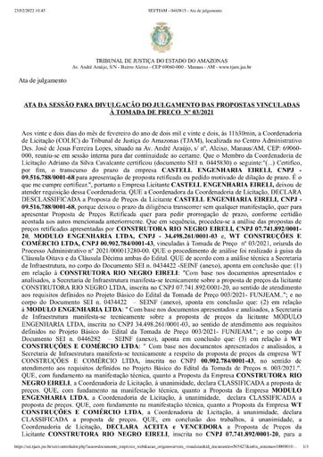 TOMADA DE PREÇOS Nº 003/2021 - ATA DA SESSÃO - DIVULGAÇÃO DO RESULTADO DAS ANÁLISES DE PROPOSTA - 22.02.2022