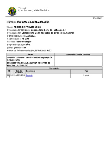 Portaria nº 175/2021-CGJ/AM (DESIGNA  a Sra. Darlene Ribeiro Perêa do Nascimento para responder interinamente pelo Cartório do 1º Ofício da Comarca de Tabatinga/AM)