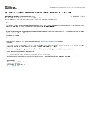 PREGÃO ELETRÔNICO Nº 59/2021 - DILIGÊNCIA COLIC À SECRETARIA DE INFRAESTRUTURA - PROPOSTA RETIFICADA  - JF