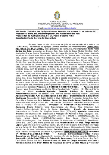 ATA OFICIAL DO DIA 21 07 2021