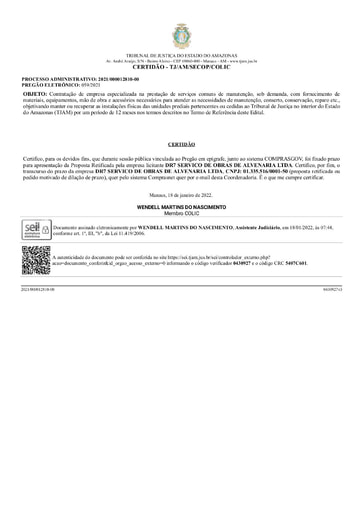 PREGÃO ELETRÔNICO Nº 59/2021 - CERTIDÃO DECURSO DE PRAZO - DR7