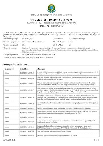 PREGÃO ELETRÔNICO Nº 008/2025 - TERMO DE HOMOLOGAÇÃO (G4)