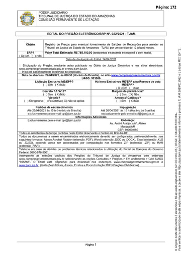 PREGÃO ELETRÔNICO Nº 022/2021 - EDITAL DE LICITAÇÃO