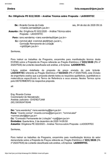 PREGÃO ELETRÔNICO Nº 022/2020 - DILIGÊNCIA CPL À DIVISÃO DE ENGENHARIA -  PROPOSTA - LADDERTEC