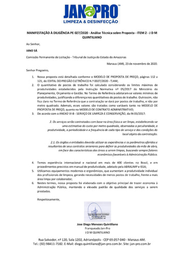 PREGÃO ELETRÔNICO Nº 027/2020 - PROPOSTA RETIFICADA ITEM 2 - J D M